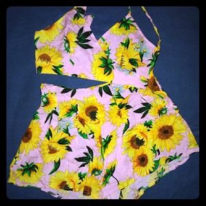 Women's Boho Flirty 2 Piece Crop Top & Shorts